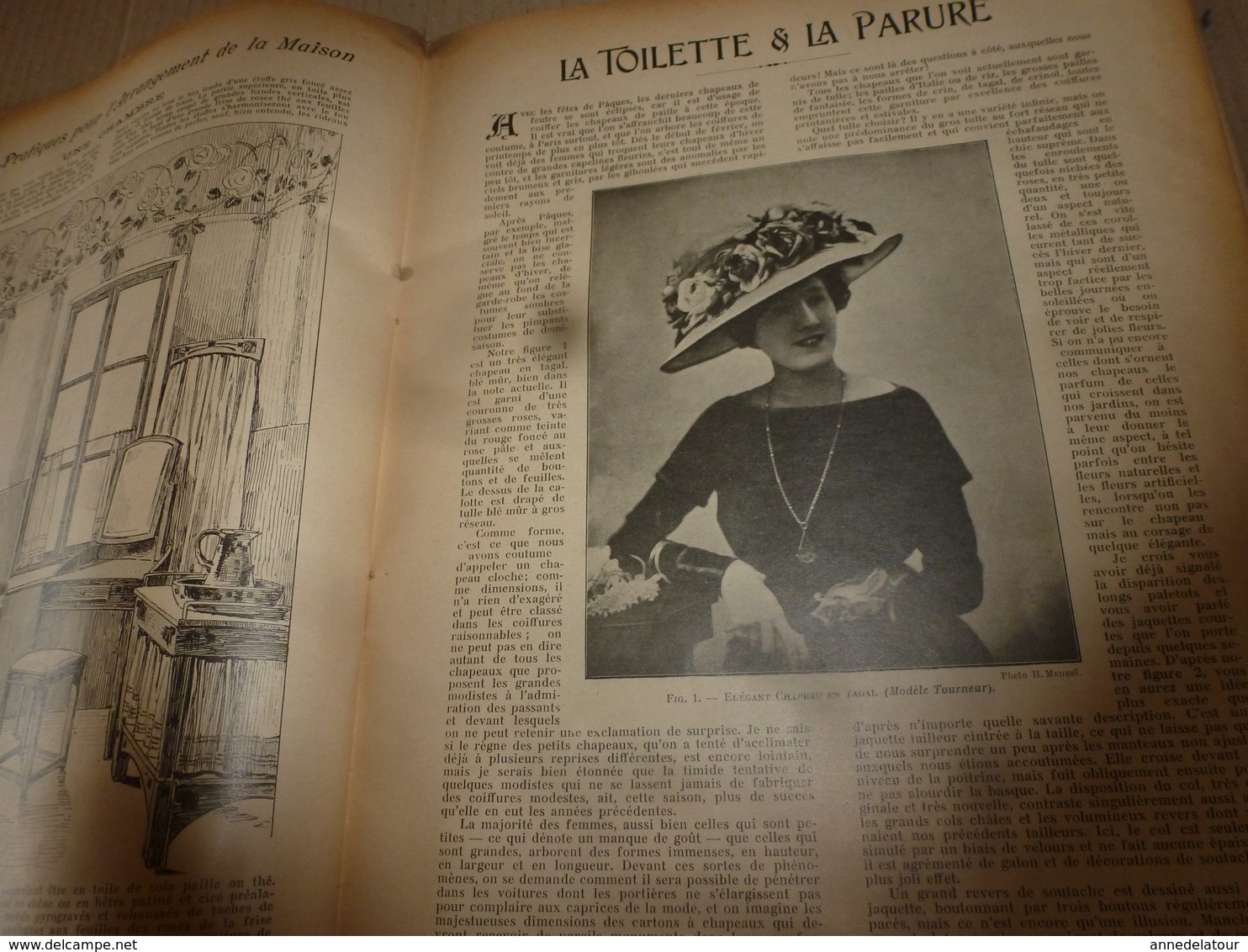 1910 JOURNAL des OUVRAGES de DAMES & dessins décalquables au fer chaud ;Le LIT(antiquité à nos jours); par Laure Tedesco