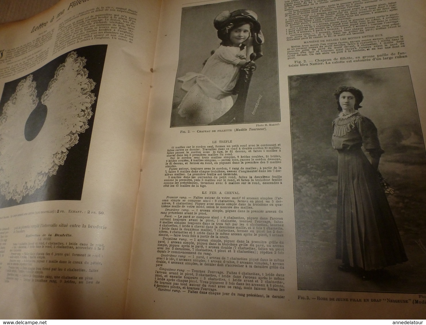 1910 JOURNAL des OUVRAGES de DAMES & dessins décalquables au fer chaud ;Le LIT(antiquité à nos jours); par Laure Tedesco