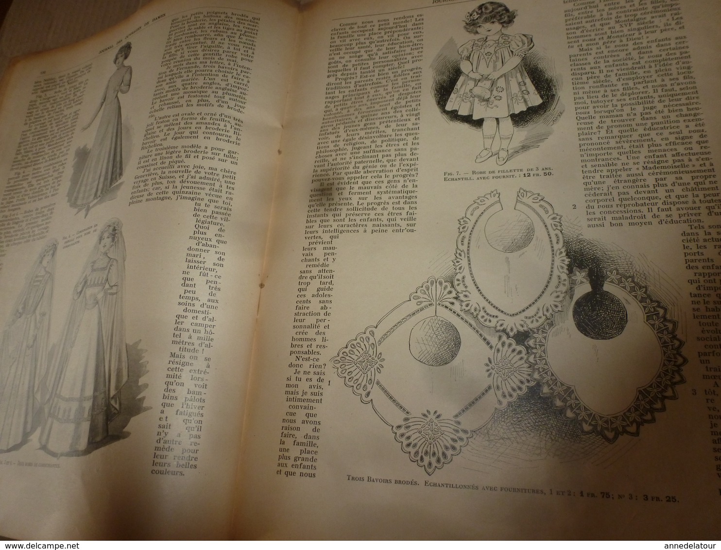 1910 JOURNAL des OUVRAGES de DAMES & dessins décalquables au fer chaud ;Le LIT(antiquité à nos jours); par Laure Tedesco