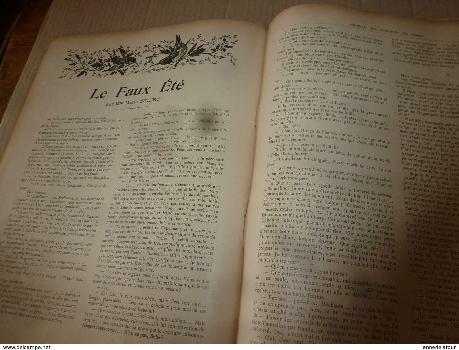 1910 JOURNAL des OUVRAGES de DAMES & dessins décalquables au fer chaud ;Le LIT(antiquité à nos jours); par Laure Tedesco