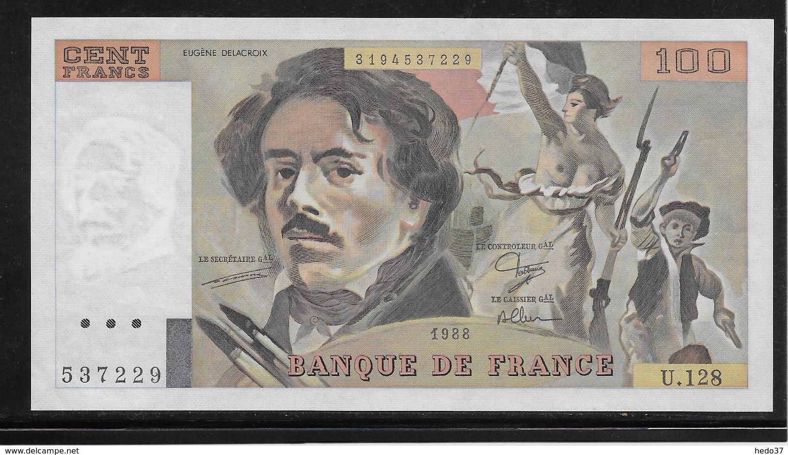 France 100 Francs Delacroix - 1988 - Fayette N°69-12 - SPL - 100 F 1978-1995 ''Delacroix''