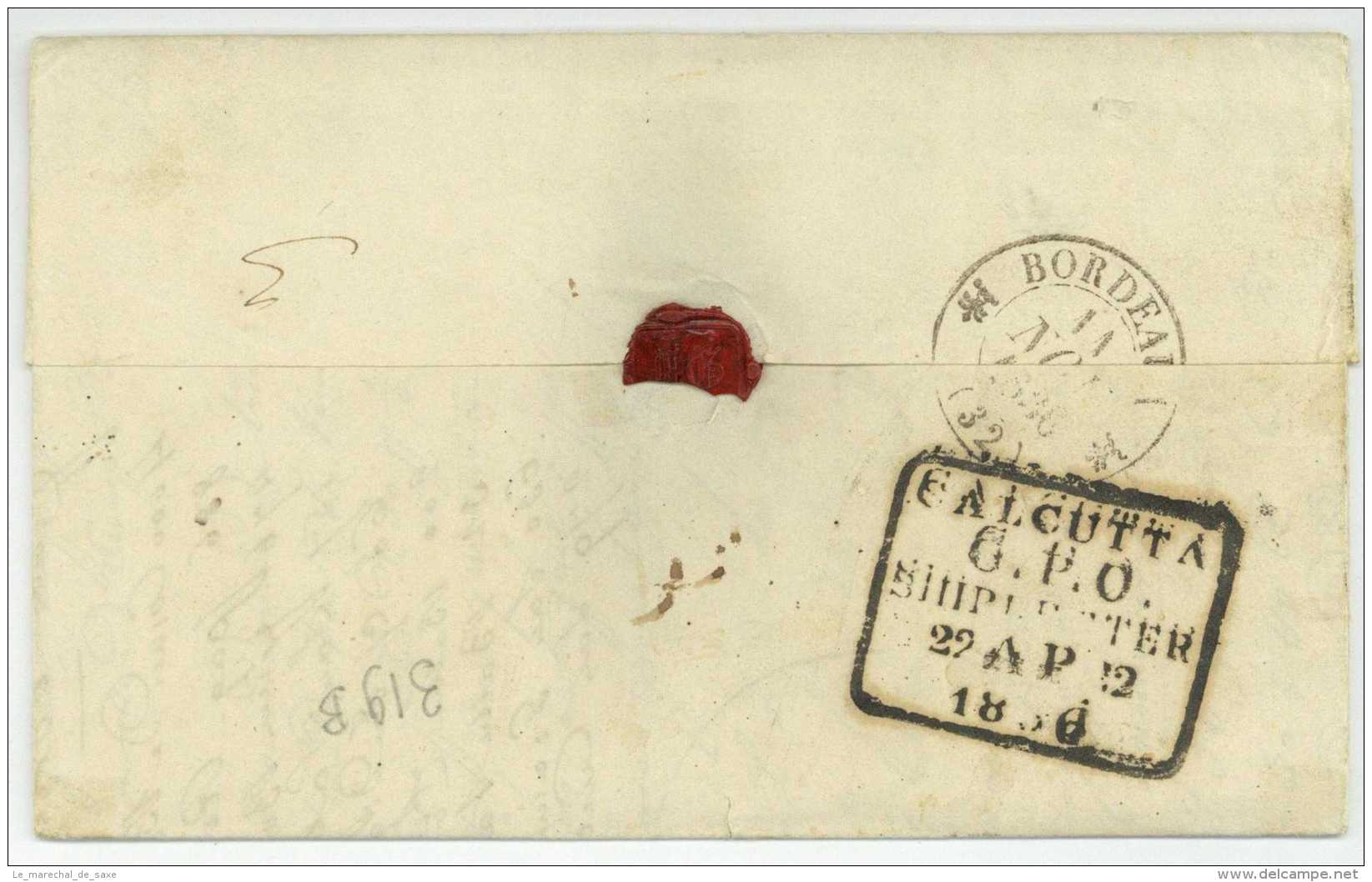 Per Ship Consolation - India Calcutta 1836 Gambiny Ship Letter Kolkata To Bordeaux France Trade Text - ...-1852 Prephilately