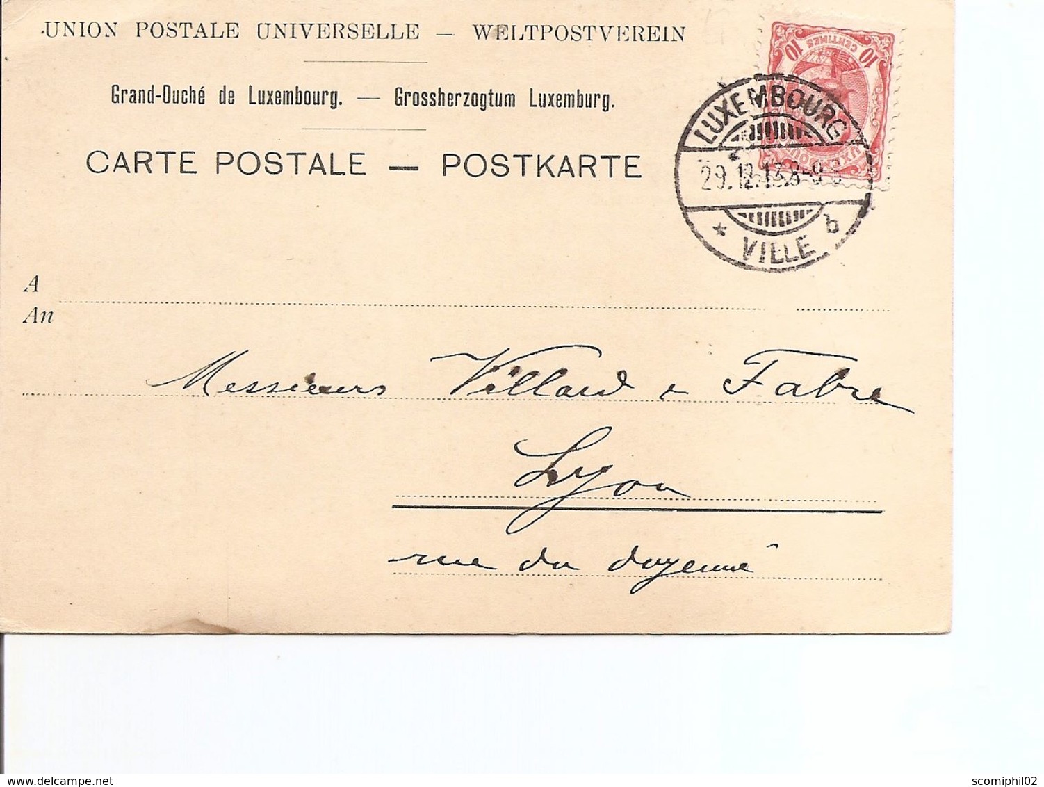 Luxembourg ( CP De 1913 De Luxembourg Vers La France à Voir) - 1907-24 Wapenschild
