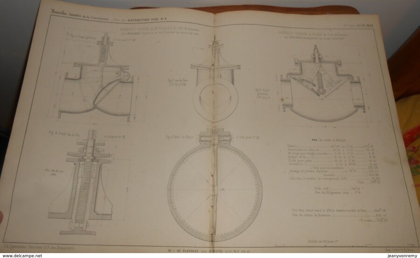 Plan Du Robinet Vanne De Bordeaux Et Paris. 1858 - Public Works