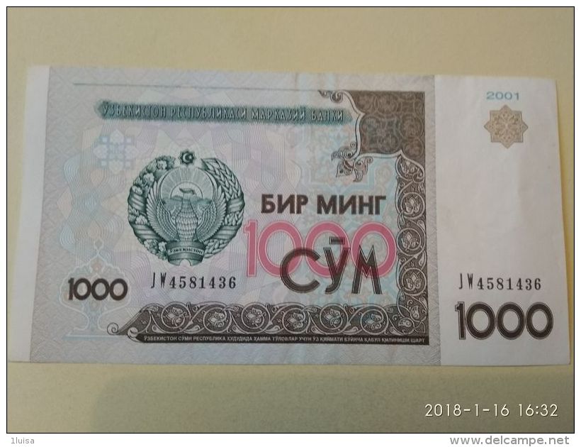 1000 Sum 2001 - Uzbekistan