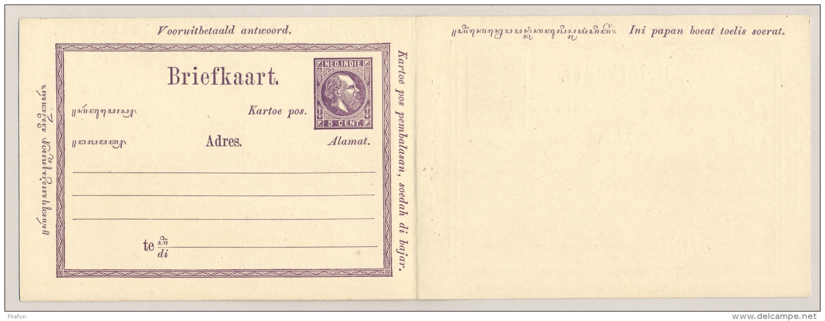 Nederlands Indië - 1874 - 5+5 Cent Willem III, Briefkaart G2a / H&amp;G 3 - Ongebruikt - Nederlands-Indië