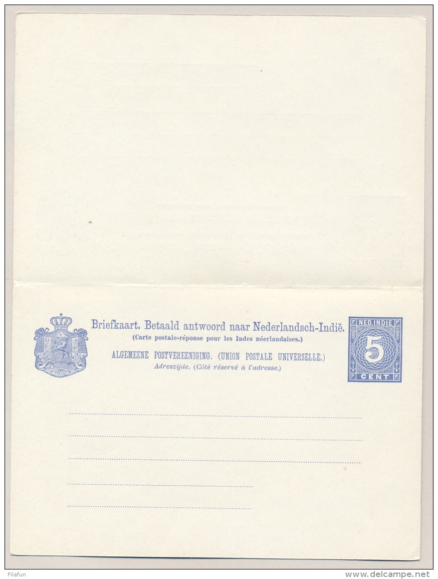 Nederlands Indië - 1897 - 5+5 Cent Cijfer Ultramarijn, Briefkaart G11b / H&amp;G 12a - Ongebruikt - Nederlands-Indië