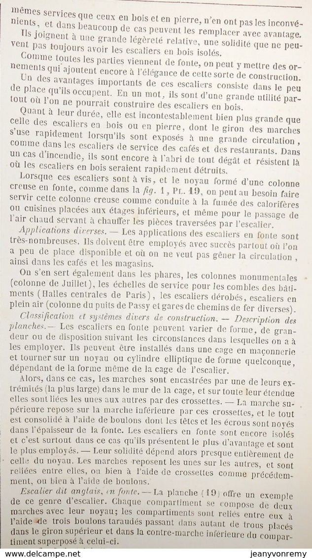 Plan D'un Escalier Tournant En Fonte à Noyau Creux. 1858 - Public Works