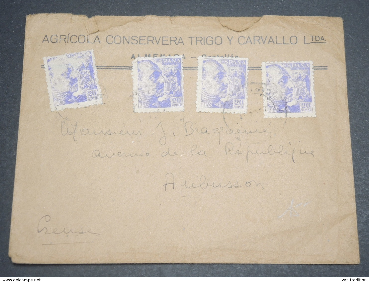 ESPAGNE - Enveloppe De Barcelone Pour La France En 1941 Avec Cachet De Censure Au Verso - L 12166 - Marcas De Censura Nacional