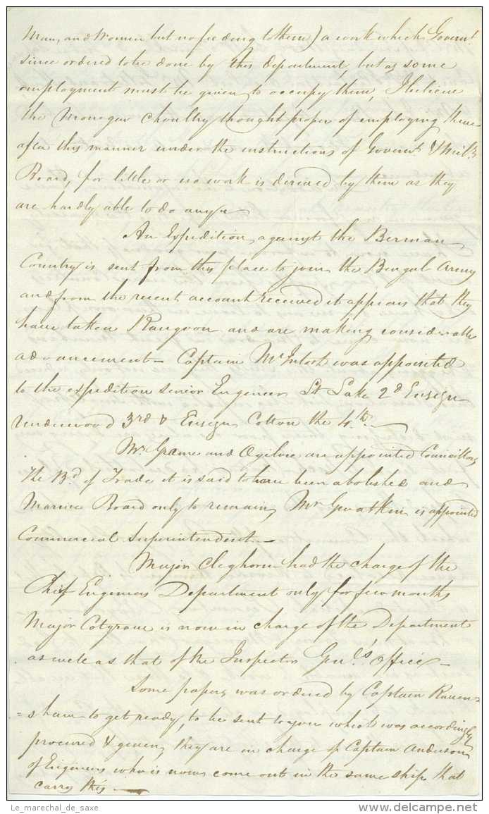 1st Anglo-Burmese-War Madras India 1824 Guernsey De Havilland Chennai Ship Letter - ...-1852 Prefilatelia