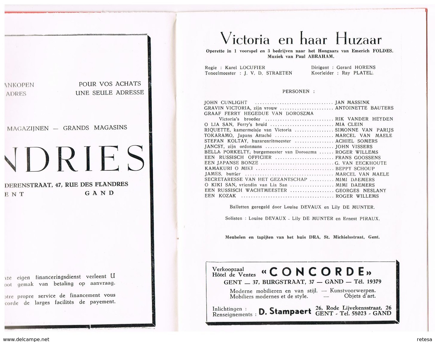 PROGRAMMA OPERA GENT 1949/1950  OPERETTE  VICTORIA EN HAAR HUZAAR - Programma's