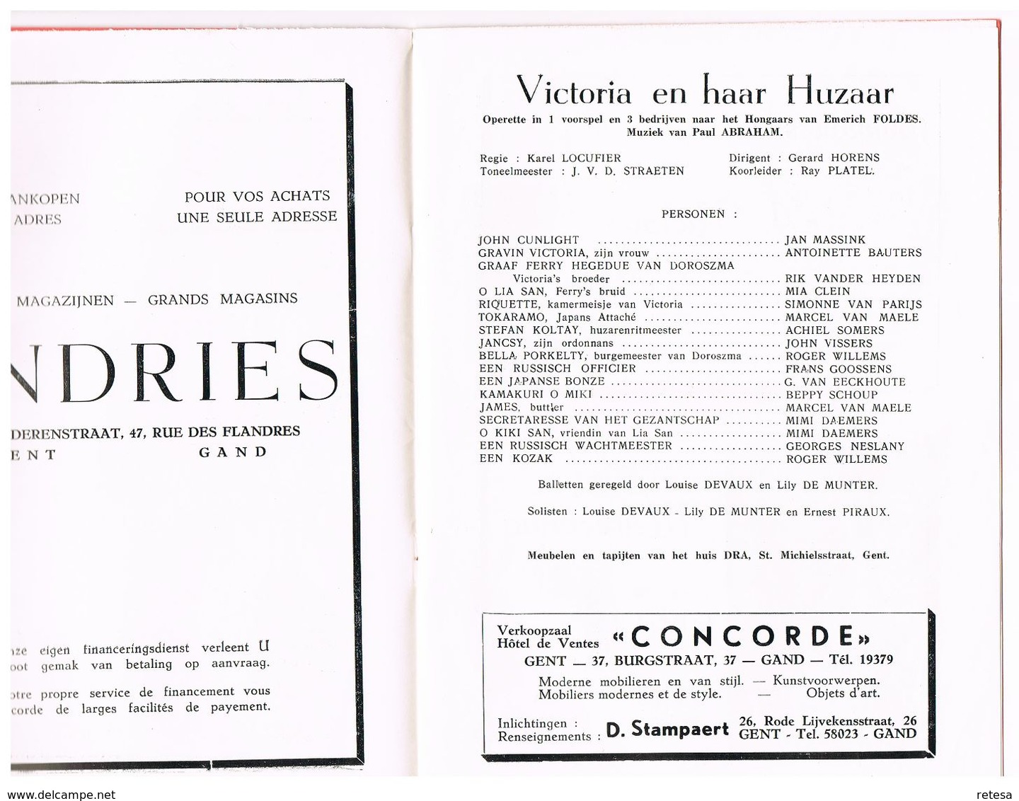 PROGRAMMA OPERA GENT 1949/1950  OPERETTE  VICTORIA EN HAAR HUZAAR - Programmes