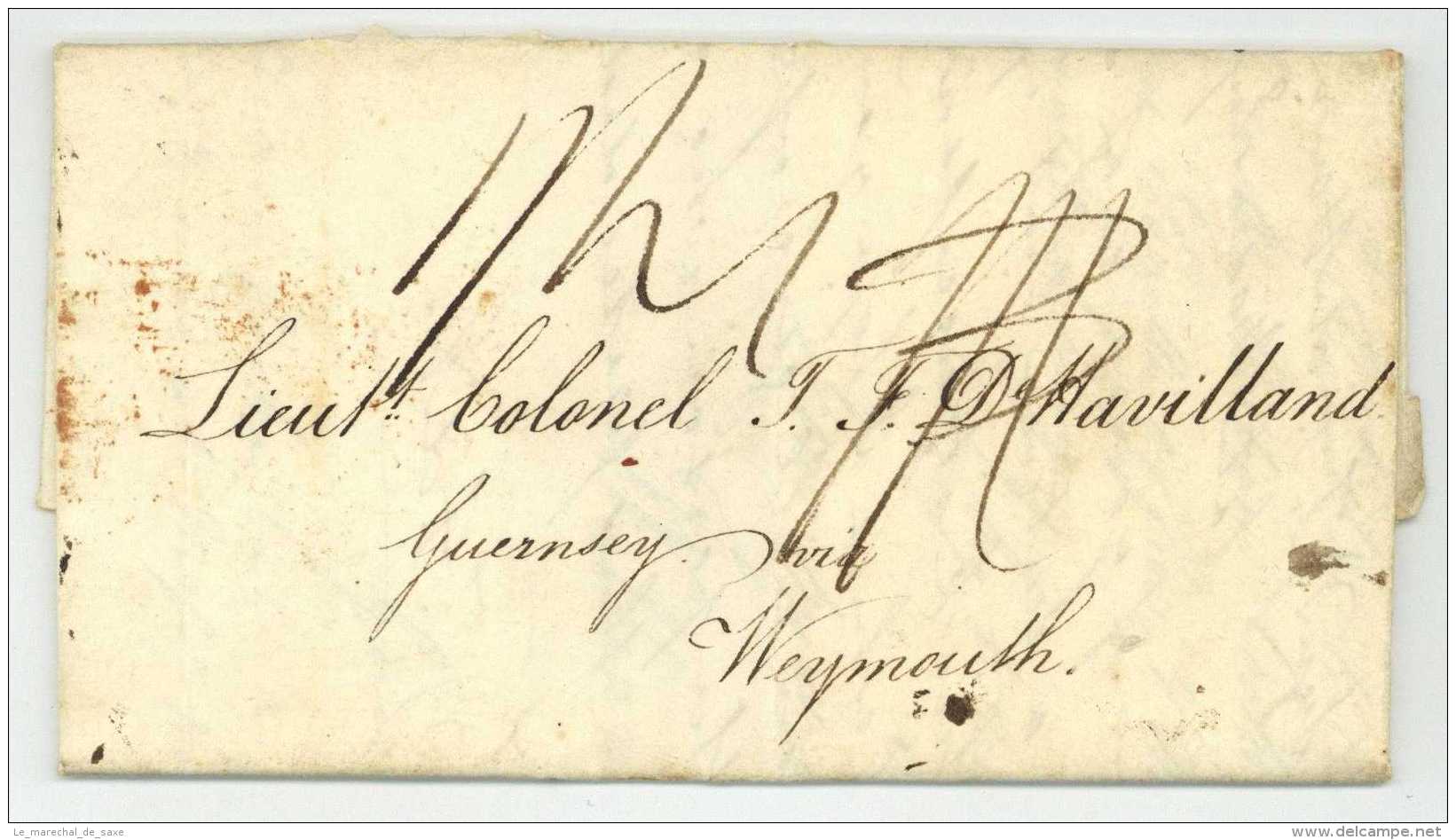 Cooke De Havilland 1833 Ship Letter To Guernsey Madras Chennai East India Company - ...-1852 Prefilatelia