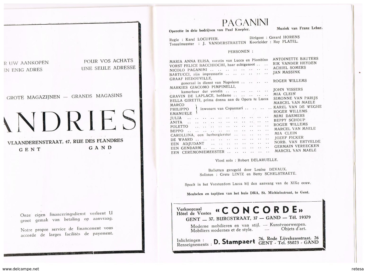 PROGRAMMA OPERA GENT 1949/1950  OPERETTE  PAGANINI - Programmes