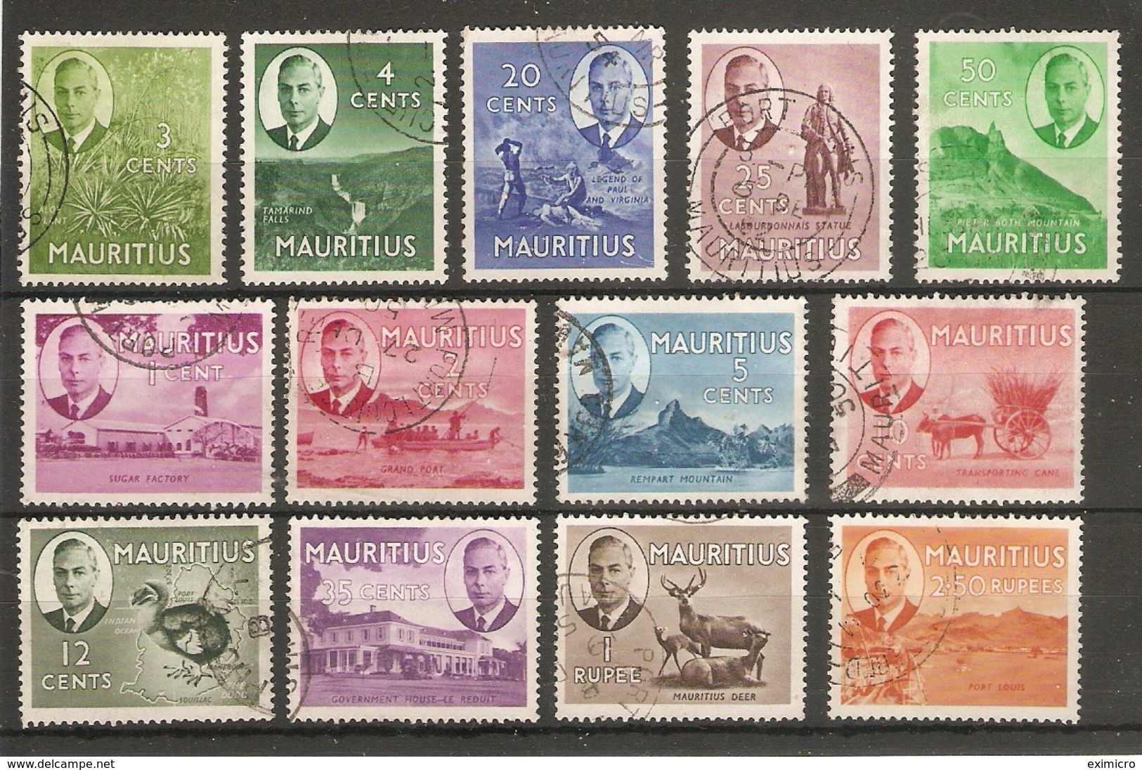 MAURITIUS 1950 SET TO 2R 50 SG 276/288 FINE USED Cat £32.95 - Mauritius (...-1967)