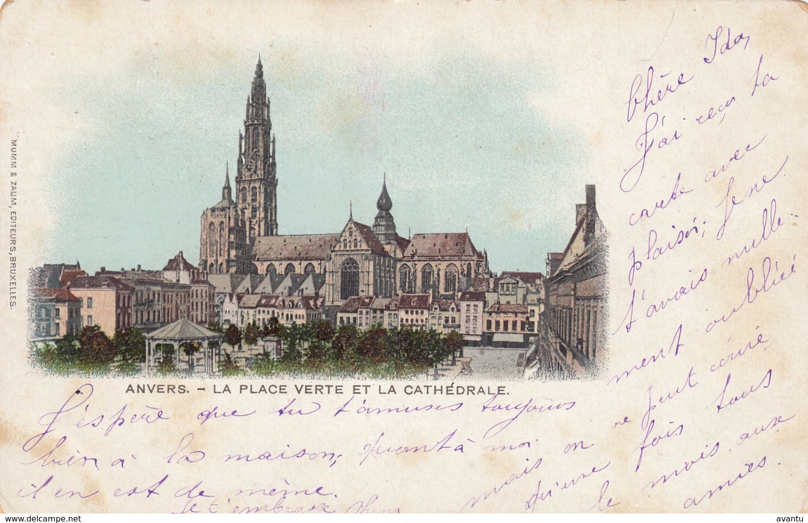 ANTWERPEN / LITHO KAART GROENPLAATS 1901 - Antwerpen