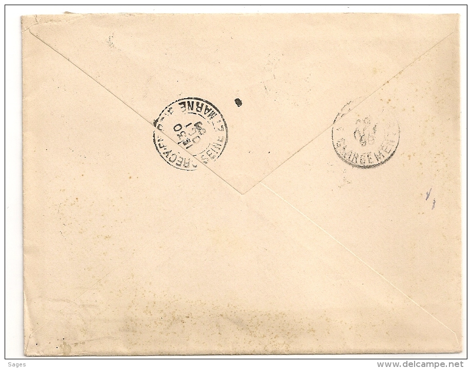 Centrages Parfaits, 20c SAGE X2, SAINT GERMAIN EN LAYE Seine Et Oise . Georges MASSON, Bois De Sciage Et De Charpente. - 1876-1898 Sage (Type II)