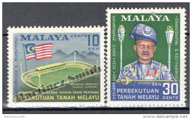 Federation Of Malaya - Malaisie 1958, Yvert 87-88, Anniversary Of The Independence - MNH - Malasia (1964-...)