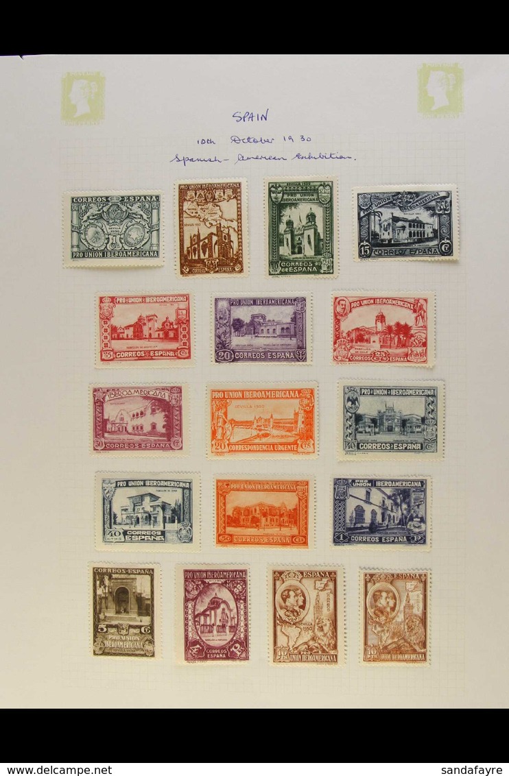 SPAIN  - 1930 SPANISH AMERICAN EXHIBITION Fabulous Mint And Used Collection Including Complete Set Mint Including 10p Re - Autres & Non Classés