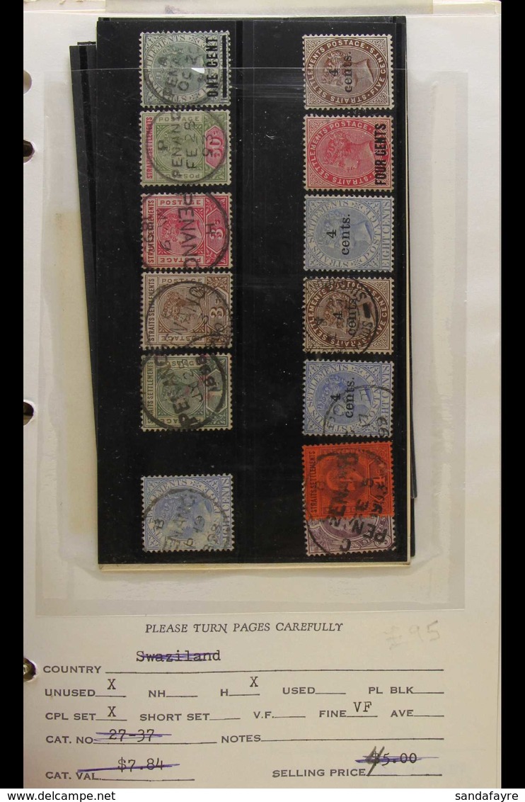 STRAITS SETTLEMENTS - DEALER'S STOCK Small Dealer's Stock In Counter Book Including Few Better Stamps Including QV To 32 - Sonstige & Ohne Zuordnung