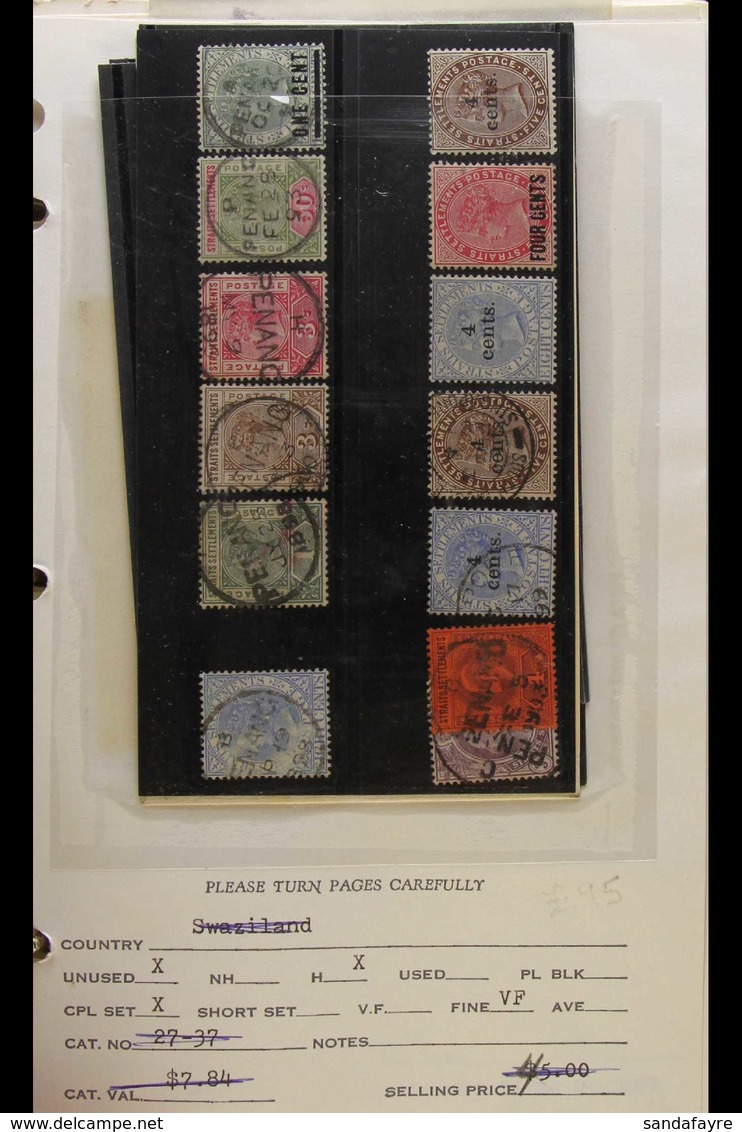 STRAITS SETTLEMENTS - DEALER'S STOCK Small Dealer's Stock In Counter Book Including Few Better Stamps Including QV To 32 - Other & Unclassified