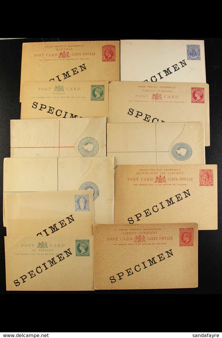 POSTAL STATIONERY- BRITISH WEST INDIES - "SPECIMEN" OVERPRINTS All Different Unused QV To KGV Postal Cards, Envelopes An - Sonstige & Ohne Zuordnung