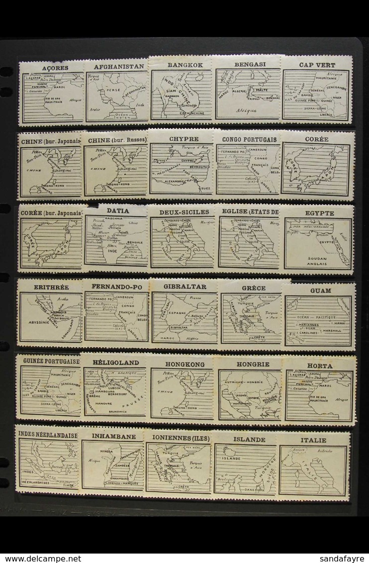 MAPS Accumulation Of French, Cinderella Labels, Each Showing The Geographic Location Of A Country Or Island That Issued  - Ohne Zuordnung