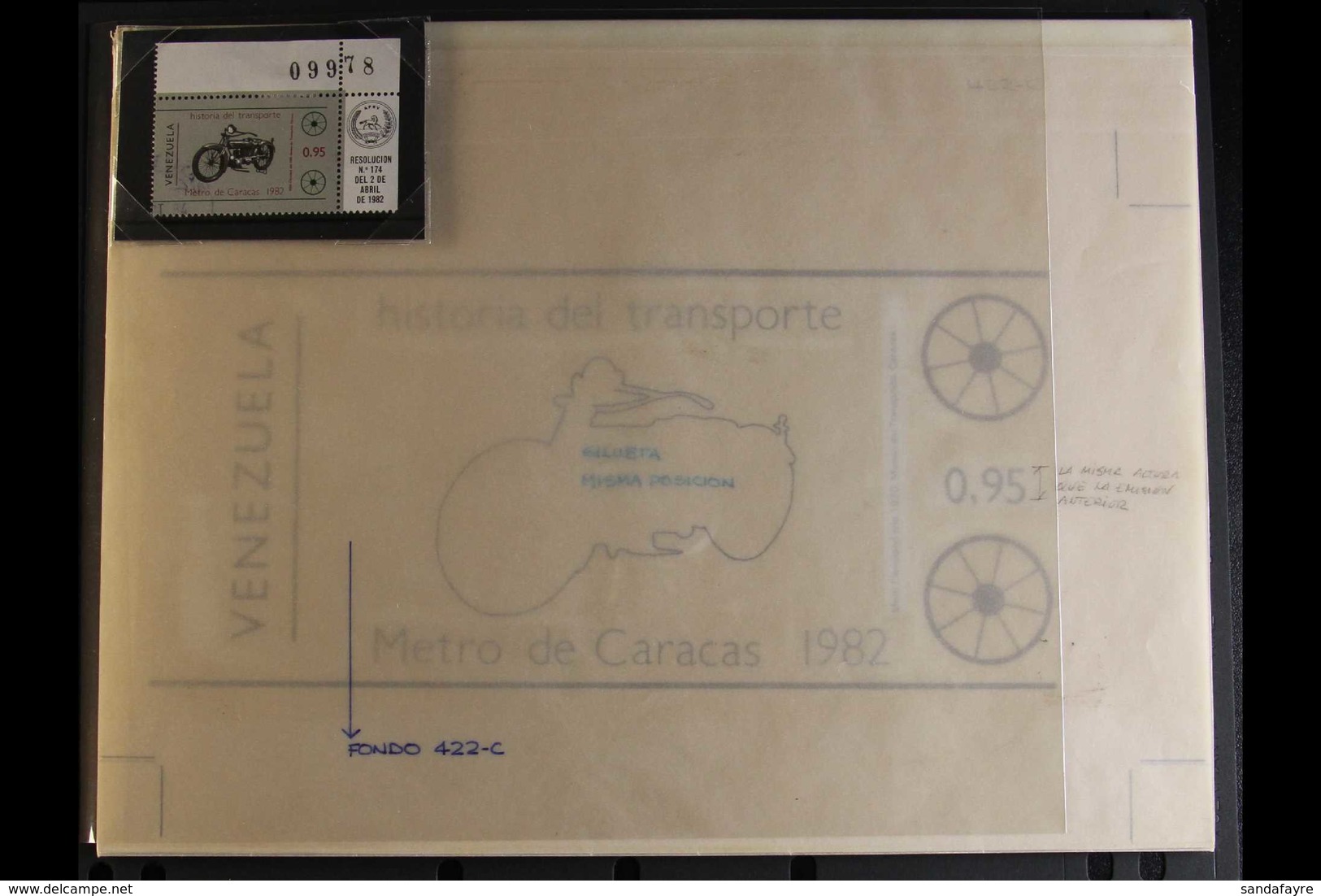 MOTORCYCLE - ORIGINAL ARTWORK The Adopted Artwork For The 1983 Venezuela Transport 0.95c CLEVELAND MOTORCYCLE, Scott 129 - Non Classés