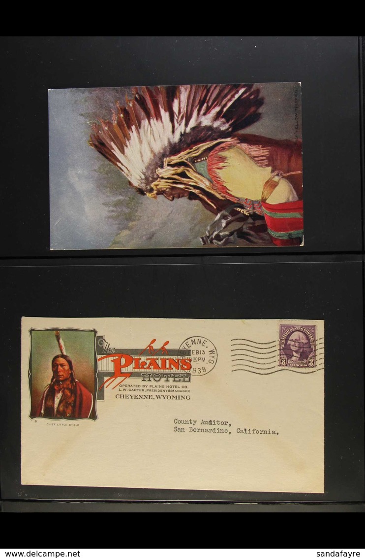 NATIVE AMERICANS 1904-89 Group Of Cards And Covers Incl Three Different Early 1900's Ppc's, 1938 "Plains Hotel, Cheyenne - Ohne Zuordnung