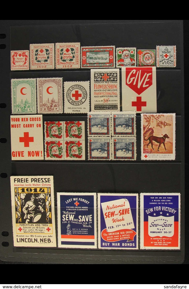 RED CROSS 1910's-1970's Interesting World (mainly USA) Collection Of Various All Different LABELS, Fine Mint (many Never - Non Classés