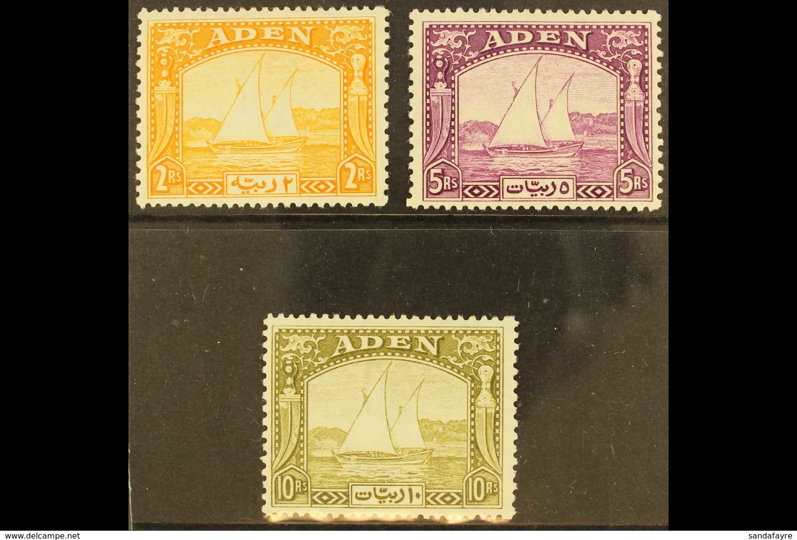 1937 2r, 5r & 10r Dhow Top Values, SG 10/12, Very Fine Lightly Hinged Mint (3 Stamps) For More Images, Please Visit Http - Aden (1854-1963)