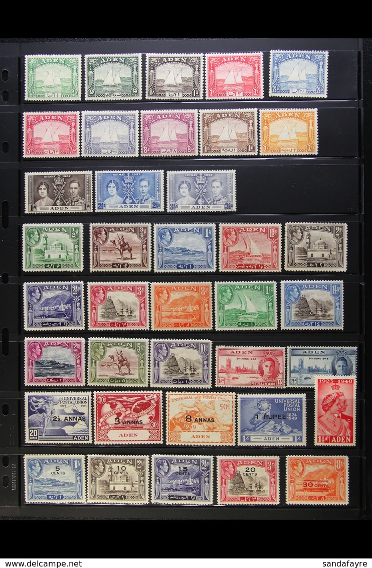 1937-1966 FINE MINT COLLECTION On Stock Pages, ALL DIFFERENT, Inc 1937 Set To 8a (NHM), 1r & 2r (small Thin), 1939-48 Se - Aden (1854-1963)