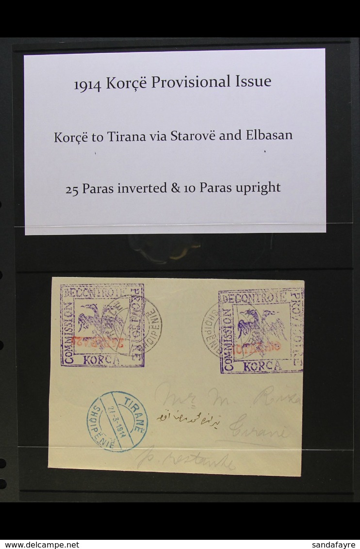 1914 KORCE PROVISIONAL MILITARY POST ISSUE 10pa & 25pa In Violet, Values In Red, 25pa Inverted, 10pa Handstamped Upright - Albanien