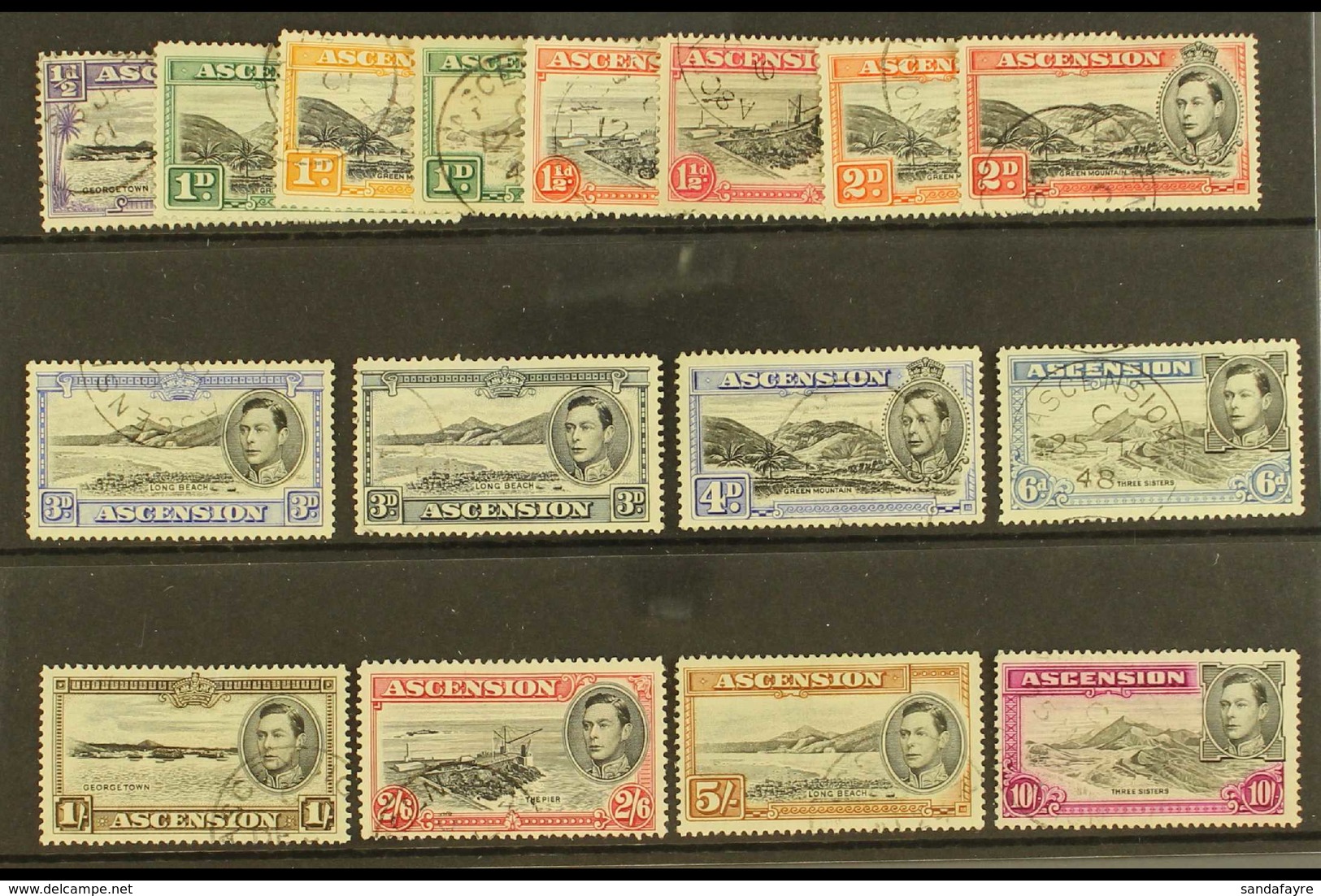 1938-53 Complete Definitive Set, SG 38/47, Very Fine Used. (16 Stamps) For More Images, Please Visit Http://www.sandafay - Ascension