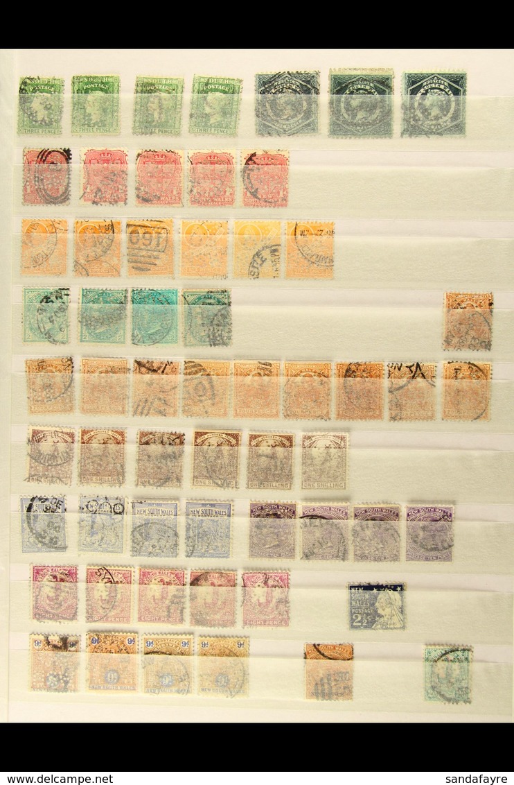 NEW SOUTH WALES OFFICIAL PERFINS 1880's-1910's Used Collection On Stock Pages, Inc "OS / NSW" Perfins (x58) With Vals To - Sonstige & Ohne Zuordnung