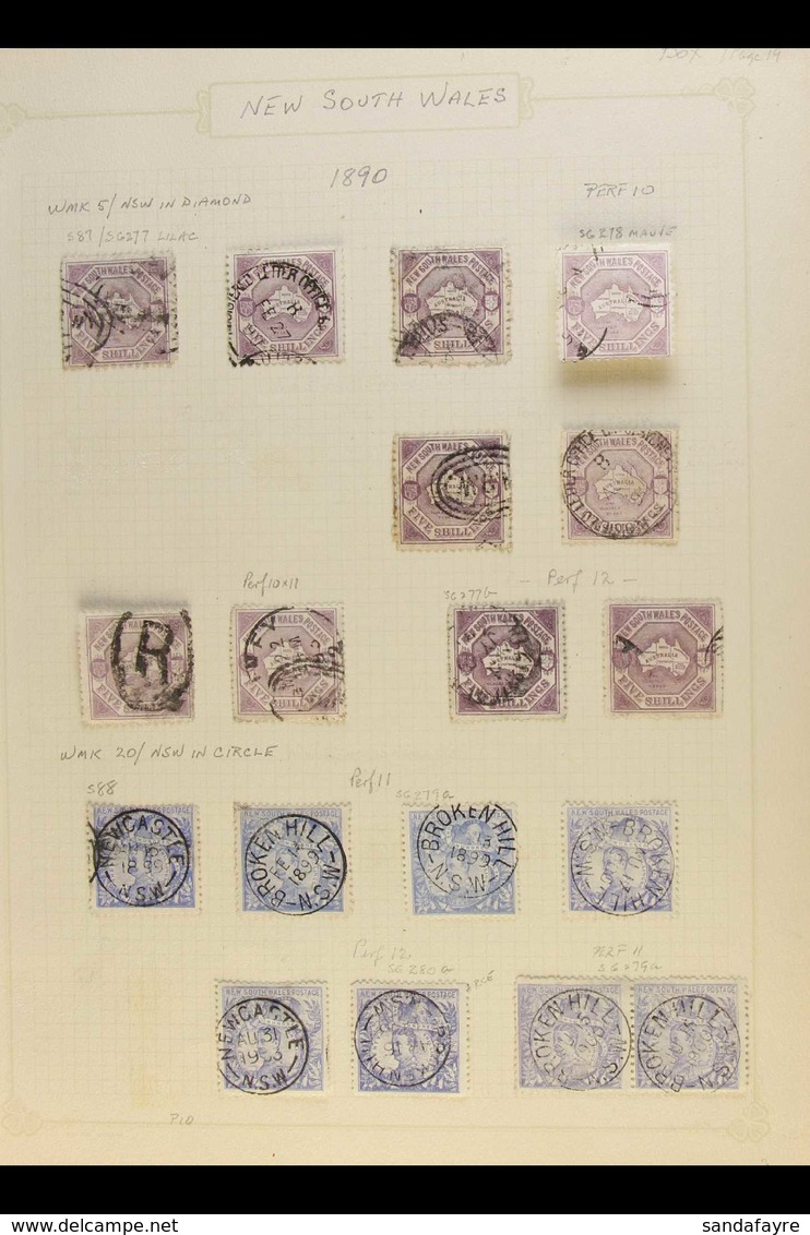 NEW SOUTH WALES 1890 CENTENARY ISSUE Single Album Page With A Used Collection Of 5s (10) And 20s (8, Including A Pair) V - Other & Unclassified