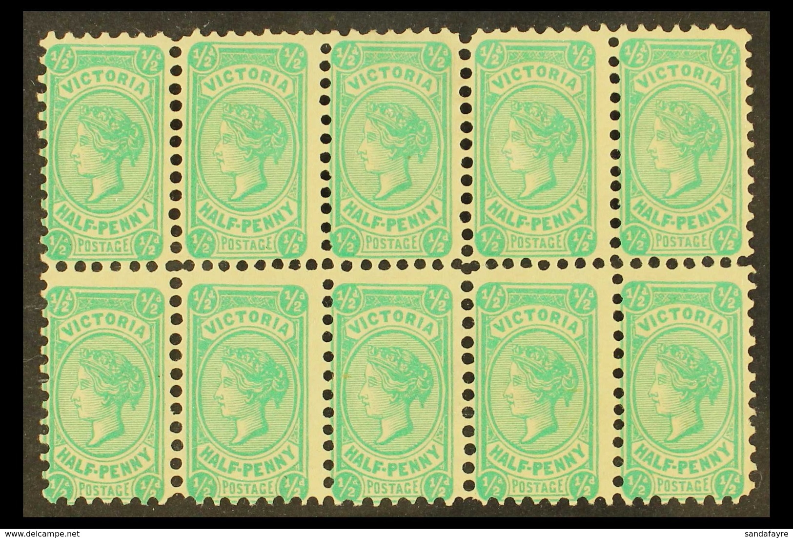 VICTORIA 1901-10 ½d Blue-green, Die I, Wmk Sideways, SG 384, Never Hinged Mint Block Of 10. For More Images, Please Visi - Autres & Non Classés
