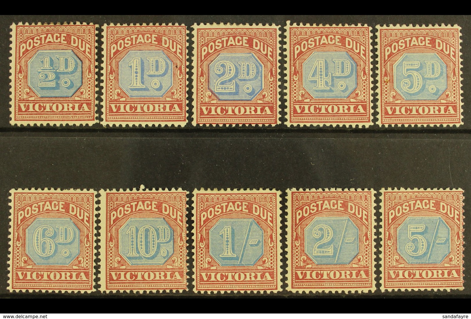 VICTORIA POSTAGE DUE 1890-94 Set Complete, SG D1/10, Fine Mint, Lovely Fresh Colours, The 5s With Short Perf (10 Stamps) - Other & Unclassified