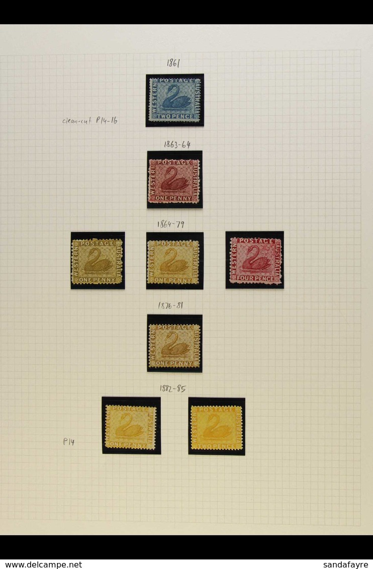 WESTERN AUSTRALIA 1861-1912 ATTRACTIVE FINE MINT COLLECTION In Hingeless Mounts On Leaves, All Different, Inc 1861 2d Cl - Sonstige & Ohne Zuordnung