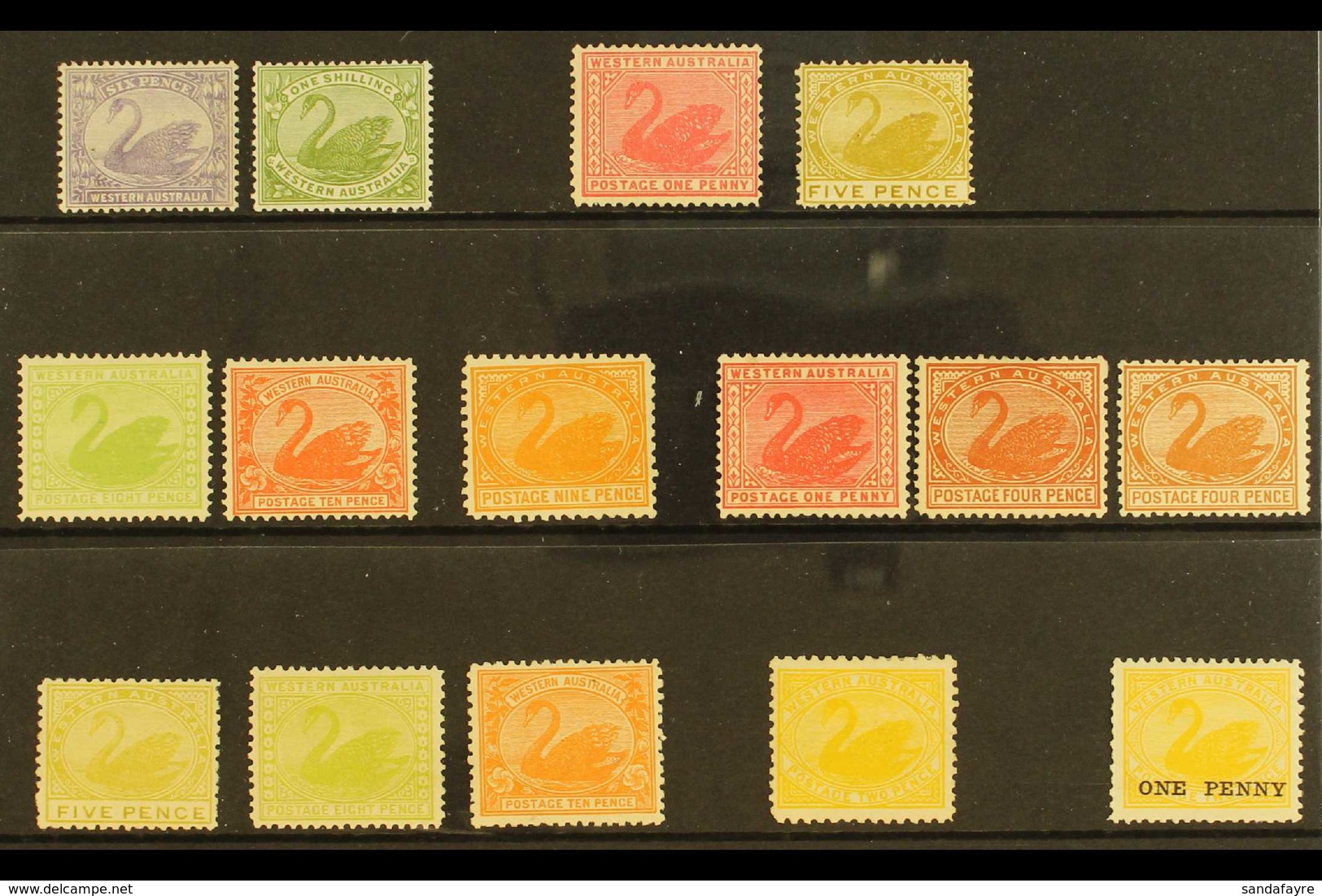 WESTERN AUSTRALIA 1901-12 FINE MINT COLLECTION Presented On A Stock Card. Includes 1902-11 1d 5d, 8d & 10d Plus A Perf 1 - Otros & Sin Clasificación