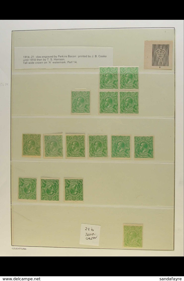 1914-20 KGV HEADS - FINE MINT STUDY COLLECTION A Lovely Lot With Shades Of ½d (12, Incl. A Block Of Four And One In Yell - Autres & Non Classés