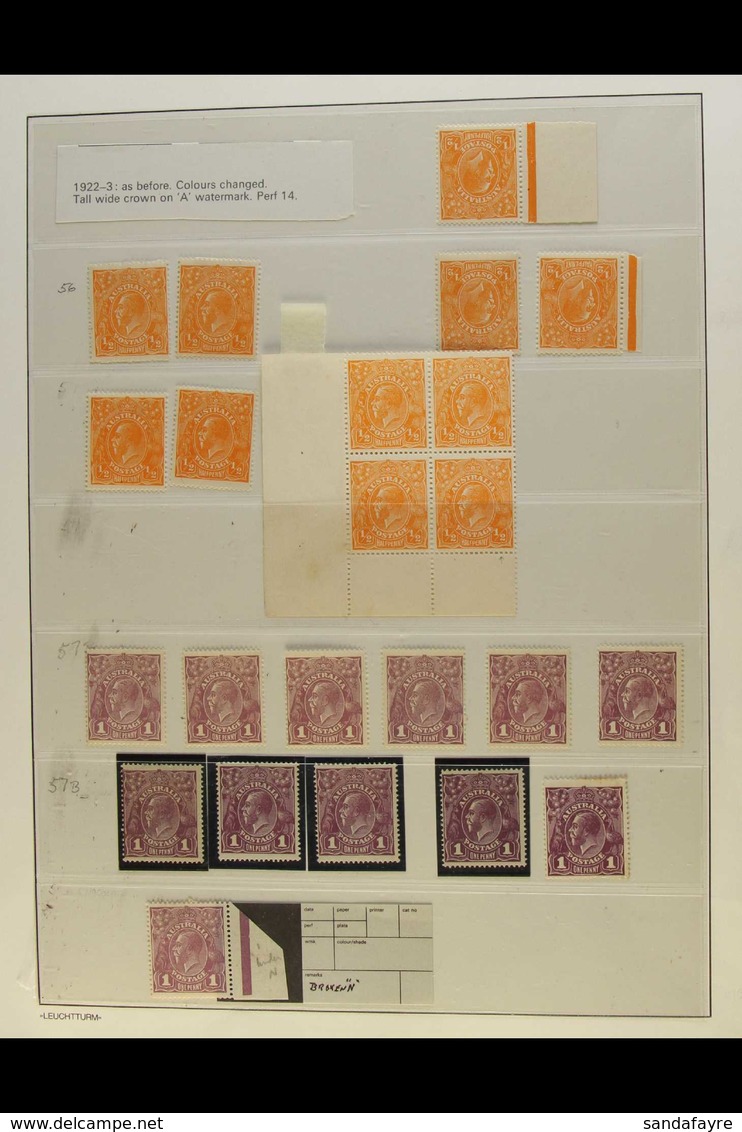 1918-23 KGV HEADS - FINE MINT STUDY COLLECTION With ½d Shades (8, Incl. A Block Of Four), Three Inverted Watermarks, 1d  - Otros & Sin Clasificación