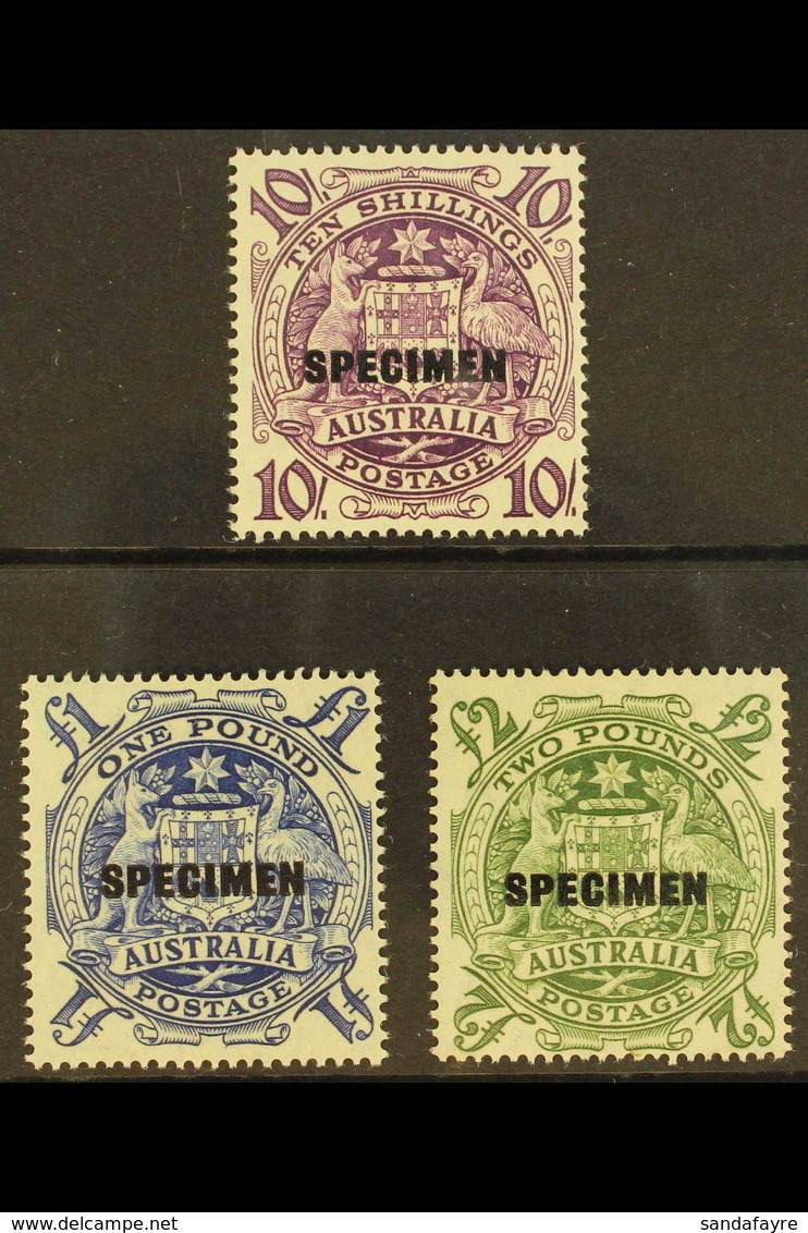 1949-50 10s, £1 And £2 Coat Of Arms "SPECIMEN" Overprinted Set Complete, SG 224bs/ds, Never Hinged Mint (3 Stamps) For M - Other & Unclassified