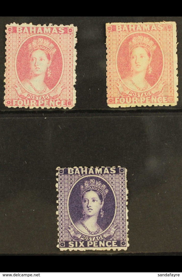 1863-77 MINT SELECTION Crown CC Watermark, Perf 12½, 4d Bright Rose (SG 26), 4d Dull Rose (SG 27) & 6d Deep Violet With  - Other & Unclassified