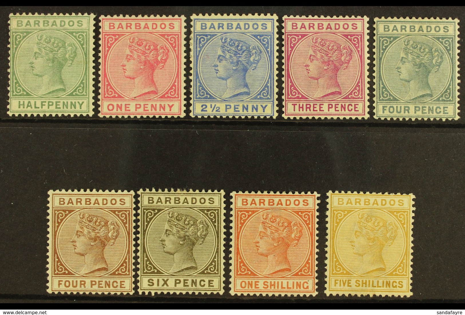 1882-86 Set Complete, SG 89/103, Fine Mint, The 1s With A Few Slightly Nibbled Perfs At Top (9 Stamps) For More Images,  - Barbados (...-1966)