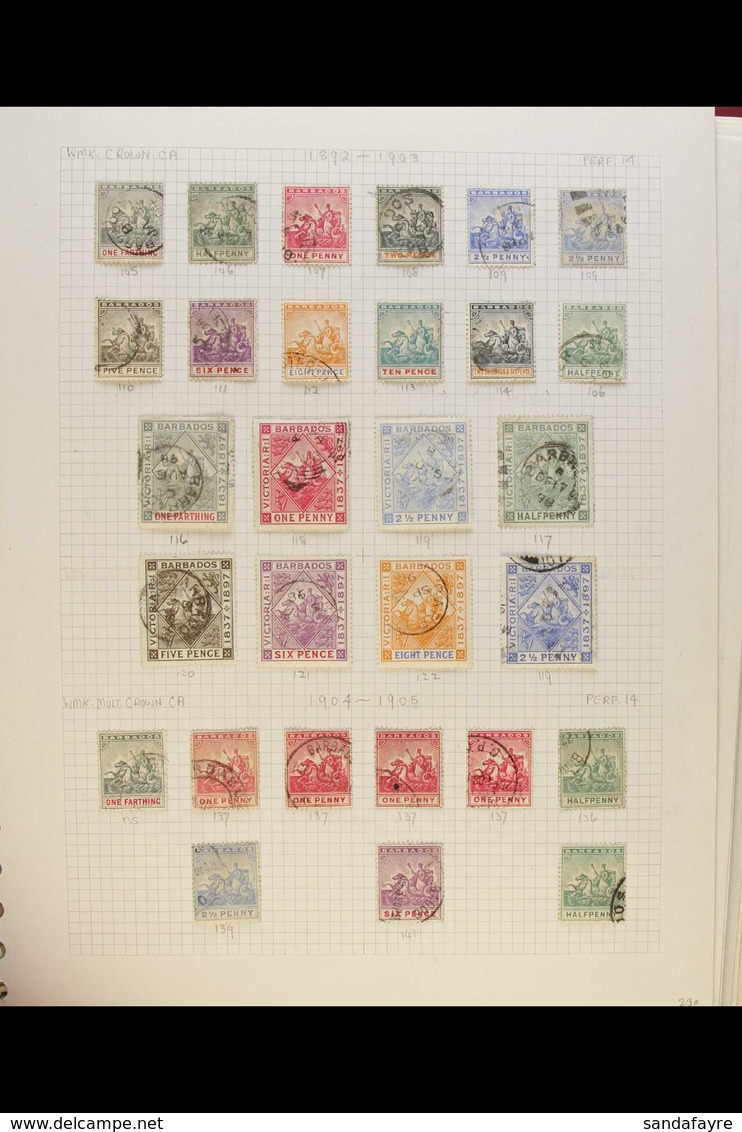 1892-1969 FINE USED COLLECTION In An Album, The Definitive Issues Including Some Additional Shades. Note 1892-1903 Set T - Barbados (...-1966)