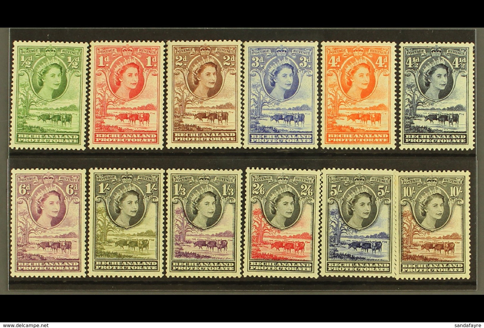 1955-58 "Baobab Tree And Cattle" Definitives Complete Set, SG 143/53, Very Fine Never Hinged Mint. (12 Stamps) For More  - Other & Unclassified