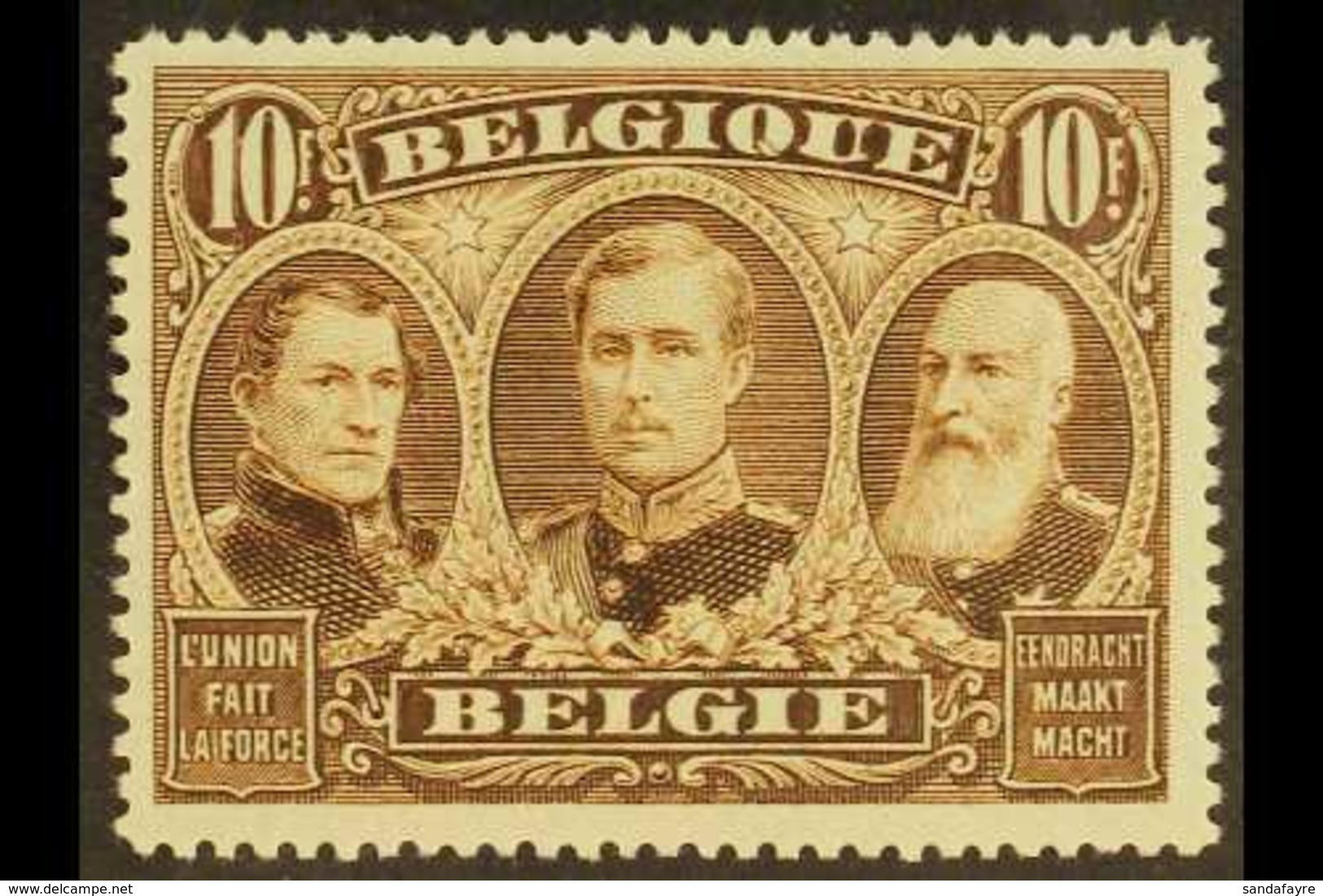 1915-22 10f Sepia Perf 15 (COB 149A, Michel 128 C), Never Hinged Mint, Very Fresh. For More Images, Please Visit Http:// - Autres & Non Classés