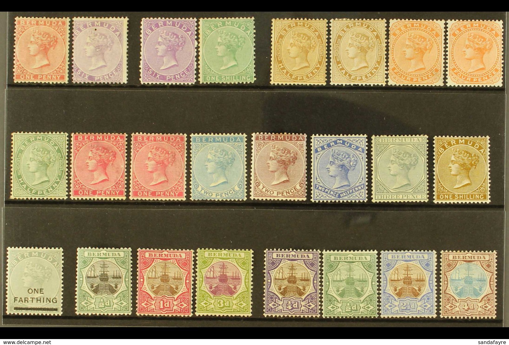 1865-1910 OLD TIME MINT SELECTION Presented On A Stock Card. Includes 1865-1903 CC Wmk P14 1d & 6d, P 14 X12½ 6d & 1s, 1 - Bermudes