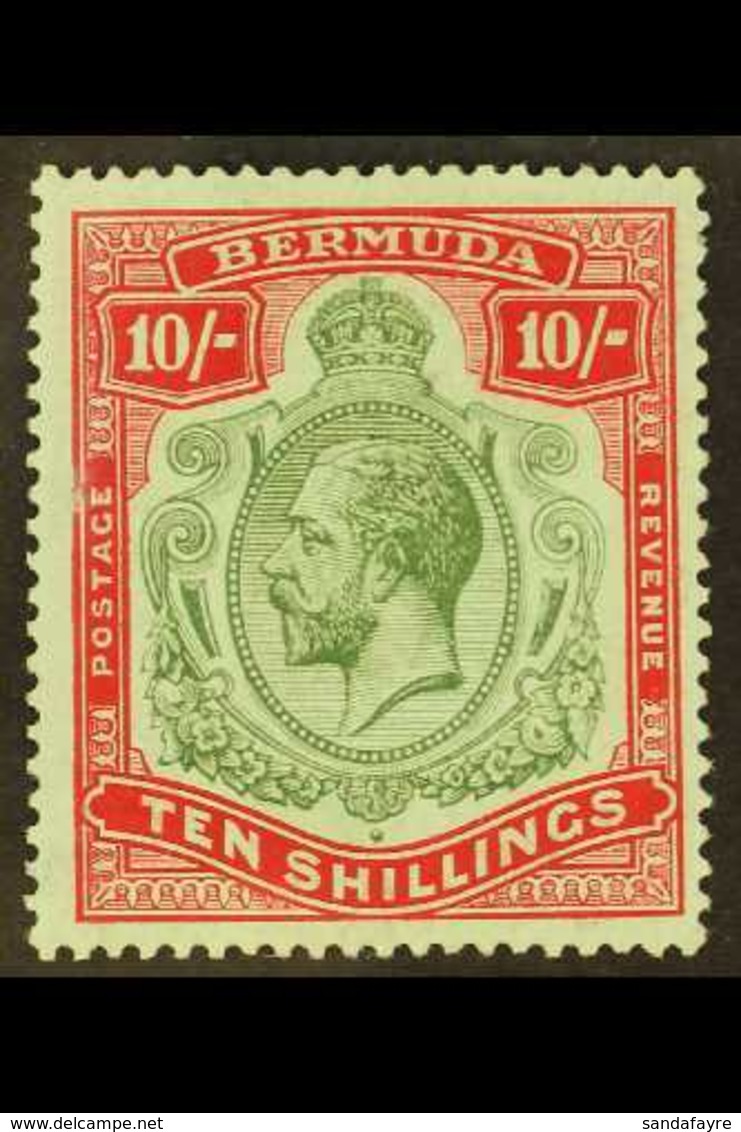 1918-22 10s Green And Carmine On Pale Bluish Green, SG 54, Fine Mint. For More Images, Please Visit Http://www.sandafayr - Bermuda